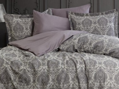 Carolina Jacquard Cotton Satin Double Duvet Cover Set Antrachite - Thumbnail