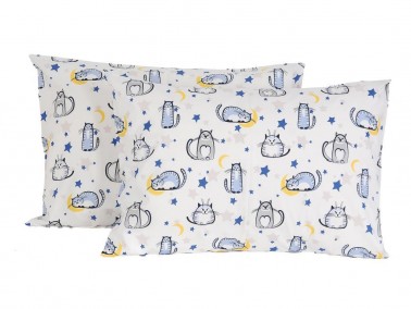 Cat 2 pcs Pillowcase Blue - Thumbnail