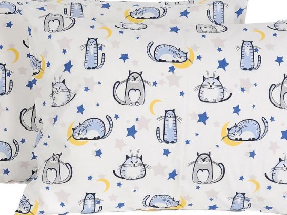 Cat 2 pcs Pillowcase Blue