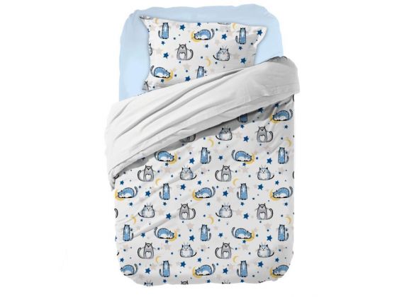 Cat Baby Duvet Cover Set Blue