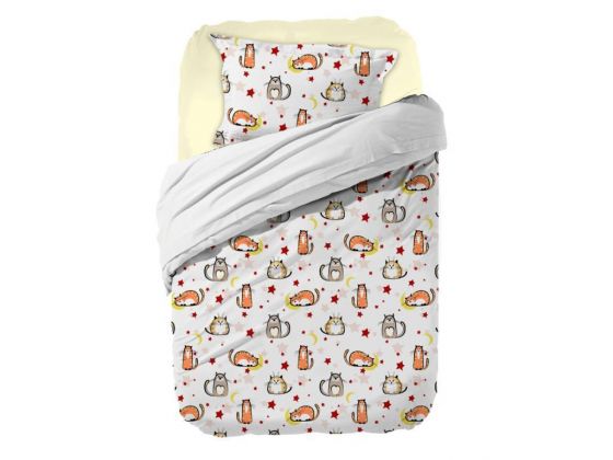 Cat Baby Duvet Cover Set Yellow