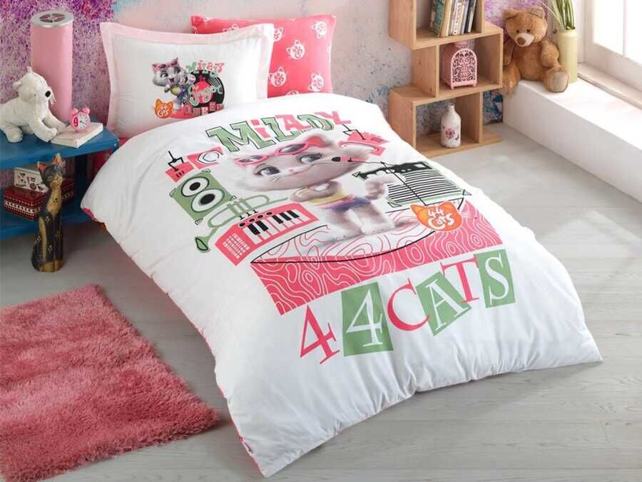Cats Style Kids Duvet Cover Set Pink