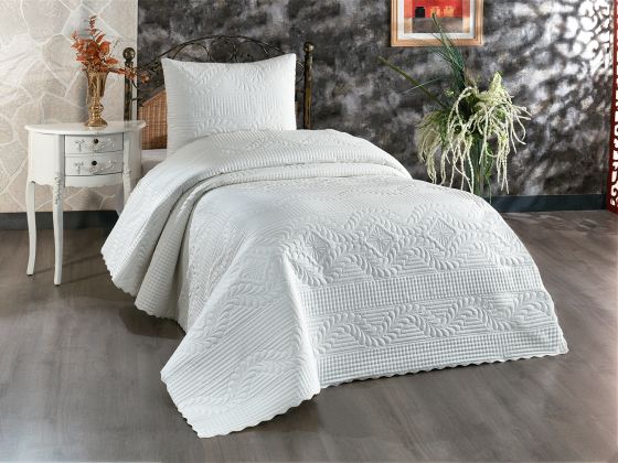 Sena Quilted Bedspread Set 180x230 Single Size Cream