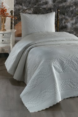 Sena Quilted Bedspread Set Single Size Grey - Thumbnail