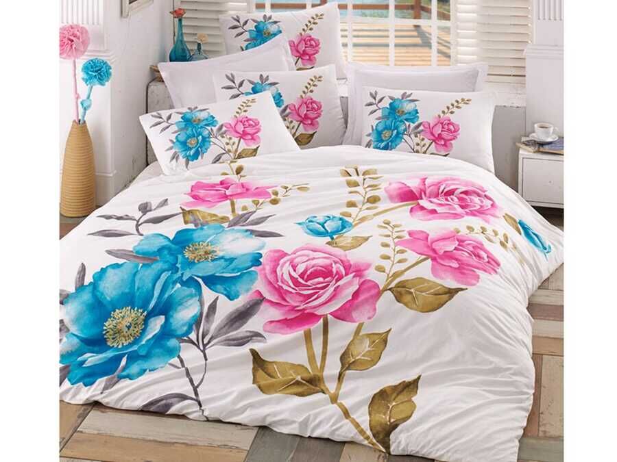  Celina 100% Cotton Double Duvet Cover Set Blue