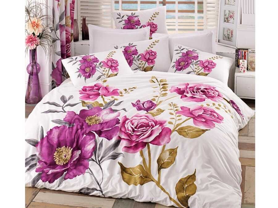  Celina 100% Cotton Double Duvet Cover Set Pink