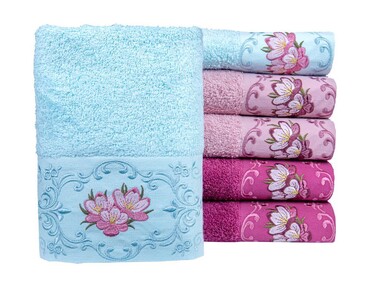 Dowry World 6 Pieces Clear Hand and Face Towel Set - Thumbnail