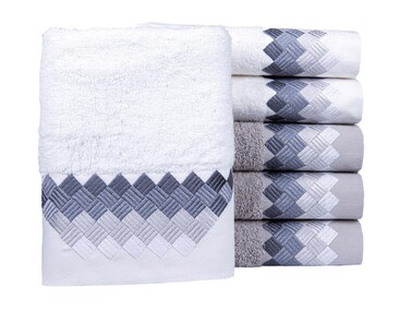 Dowry World 6 Hera Hand Face Towel Set Gray White - Thumbnail