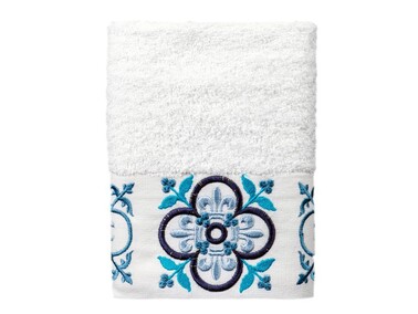 Dowry World Set of 6 Iris Hand Face Towels White Gray - Thumbnail