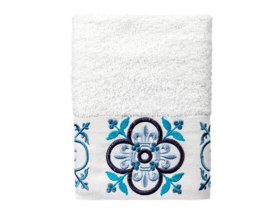 Dowry World Set of 6 Iris Hand Face Towels White Gray