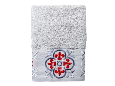 Dowry World Set of 6 Iris Hand Face Towels White Gray - Thumbnail