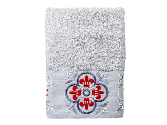 Dowry World Set of 6 Iris Hand Face Towels White Gray