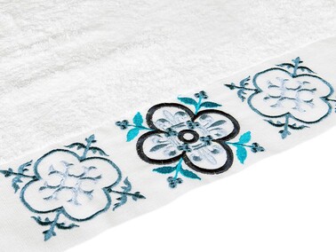 Dowry World Set of 6 Iris Hand Face Towels White Gray - Thumbnail