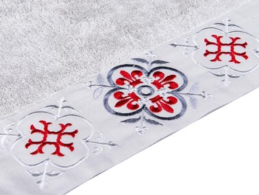Dowry World Set of 6 Iris Hand Face Towels White Gray - Thumbnail