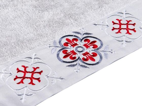 Dowry World Set of 6 Iris Hand Face Towels White Gray