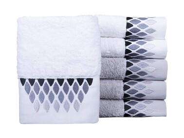 Dowry World 6 Neptune Hand Face Towel Set White Gray - Thumbnail