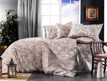 Dowry World - Dowry World Adel Gold Double Duvet Cover Set Brown Dowry World - Dowry World Adel Gold Double Duvet Cover Set Brown