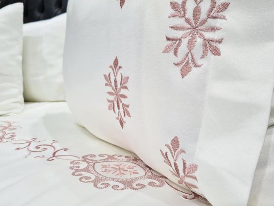 Dowry Land Harmony Cotton Satin Duvet Cover Set Cream Powder