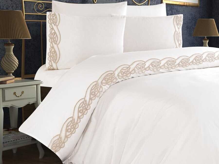 Dowry Land Alara Duvet Cover Set Cream Cappucino - Thumbnail