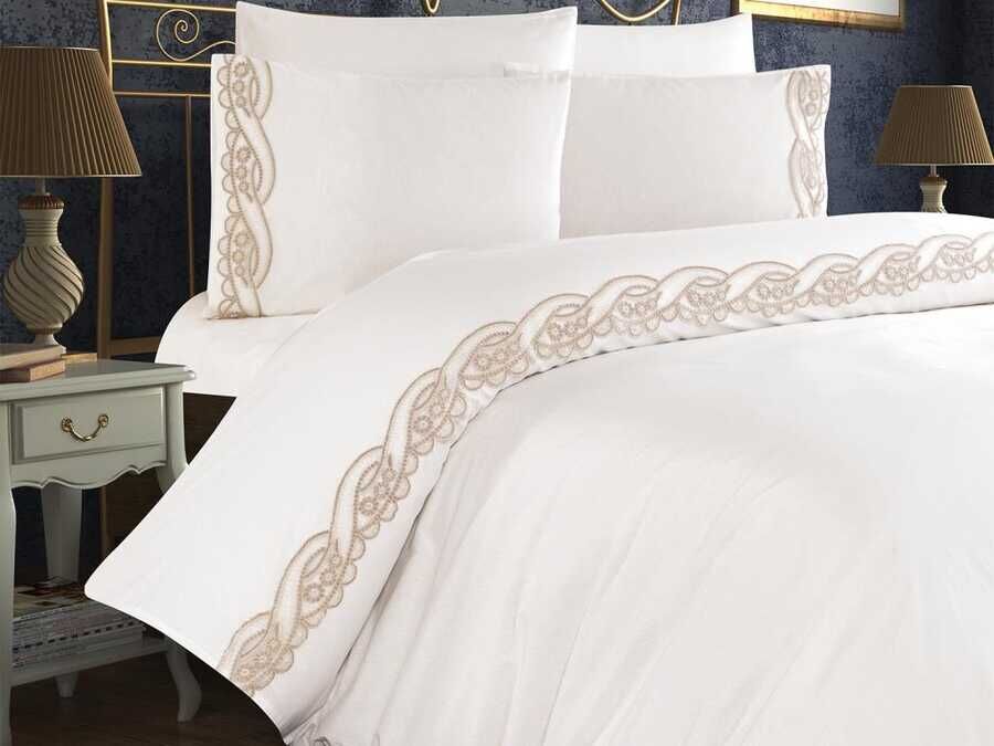 Dowry Land Alara Duvet Cover Set Cream Cappucino