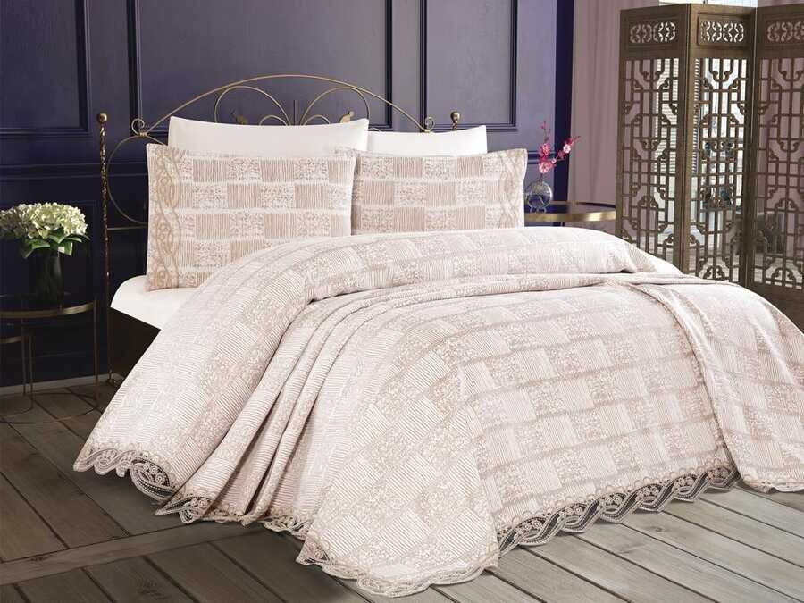 Dowry World Alara Bedspread Cream Cappucino - Thumbnail