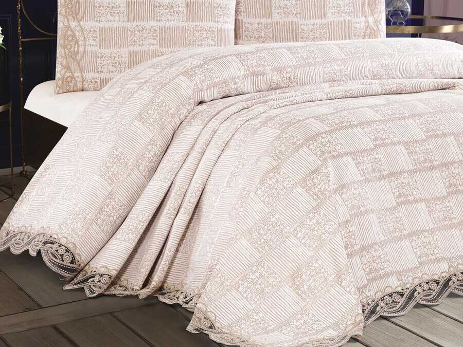 Dowry World Alara Bedspread Cream Cappucino - Thumbnail