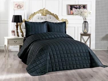 Dowry World Alena Double Bedspread - Black - Thumbnail