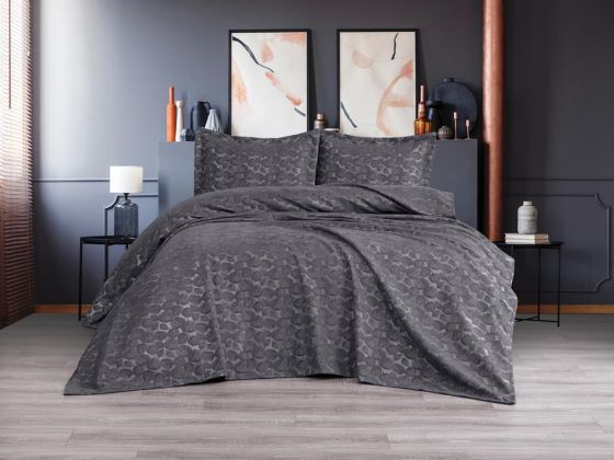 Dowry Land Alexa 3-Piece Bedspread Set Anthracite