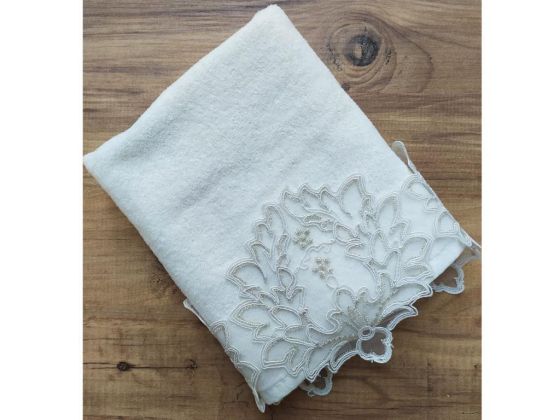 Dowry World Aslım Embroidered Dowry Towel Cream