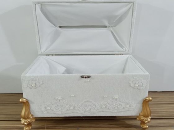 Dowry World Avangarde Square Jewelry Chest with Hook Cream