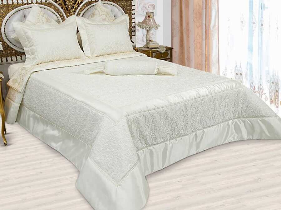 Dowry World - Dowry Land Aysima Knitted Lace Double Bedspread Set Cream Dowry World - Dowry Land Aysima Knitted Lace Double Bedspread Set Cream