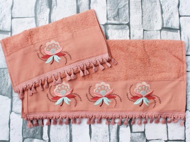Dowry World Aysira Embroidered 2 Pcs Towel Set - Autumn Rose - Thumbnail