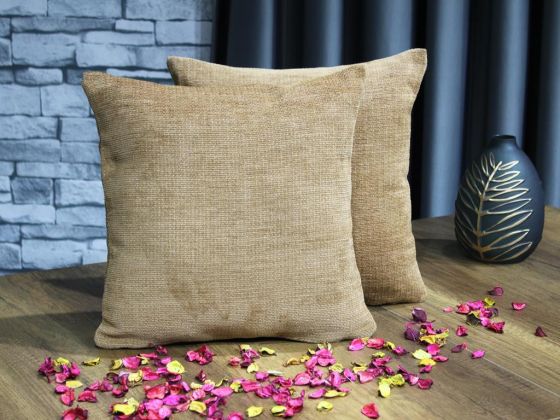 Dowry World Aysu Lux Jacquard 2 Pcs Cushion Cover Caramel