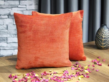 Dowry World Aysu Lux Jacquard 2 Pcs Cushion Cover Dark Orange - Thumbnail