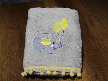 Dowry World Balloon Elephant Hand Face Towel Gray Yellow - Thumbnail