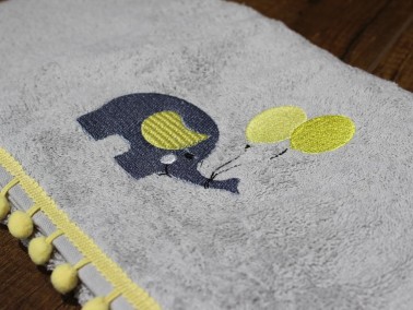 Dowry World Balloon Elephant Hand Face Towel Gray Yellow - Thumbnail