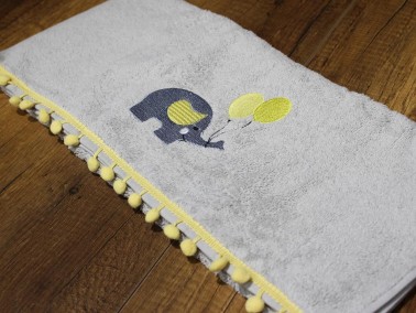 Dowry World Balloon Elephant Hand Face Towel Gray Yellow - Thumbnail