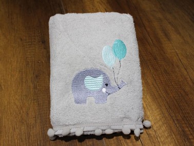 Dowry World Balloon Elephant Hand Face Towel Gray Green - Thumbnail