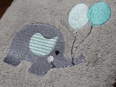 Dowry World Balloon Elephant Hand Face Towel Gray Green - Thumbnail