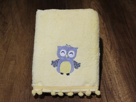 Dowry World Owl Hand Face Towel Yellow
