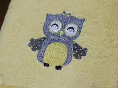 Dowry World Owl Hand Face Towel Yellow - Thumbnail