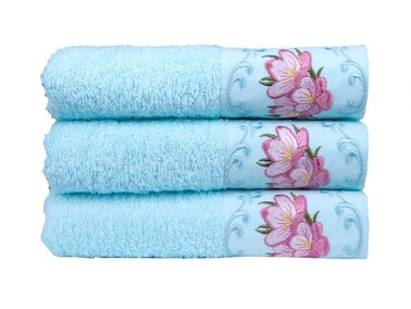 Dowry World Berrak 3 Pcs Hand Face Towel Set Nile Green - Thumbnail