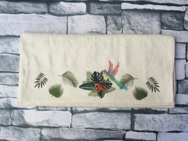 Dowry World Bird Figure Embroidered Dowry Towel - Cream - Thumbnail