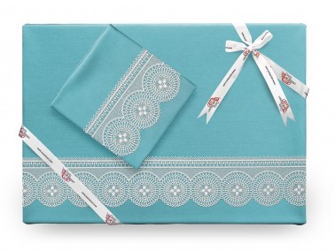 Dowry World - Dowry World Birella Plain French Laced Duvet Cover Set Dark Cyan Green Dowry World - Dowry World Birella Plain French Laced Duvet Cover Set Dark Cyan Green