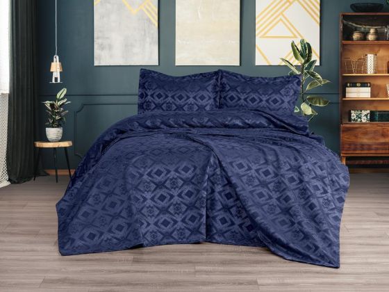 Dowry Land Brina 3 Piece Bedspread Set Indigo