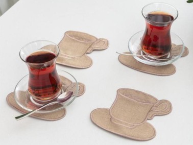 Dowry World Cafe Dream Cocktail Napkin Set 4 Pieces - Thumbnail