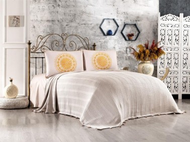 Çeyiz Diyarı - Dowry World Cemre Single Bedspread Set Mustard Çeyiz Diyarı - Dowry World Cemre Single Bedspread Set Mustard
