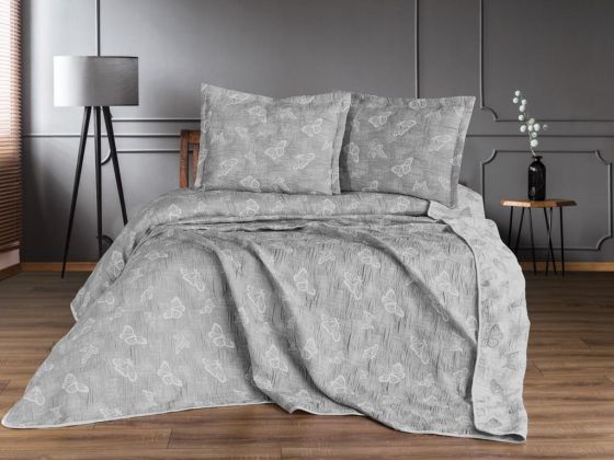 Dowry Land Double Butterfly Double Sided Bedspread Set Anthracite