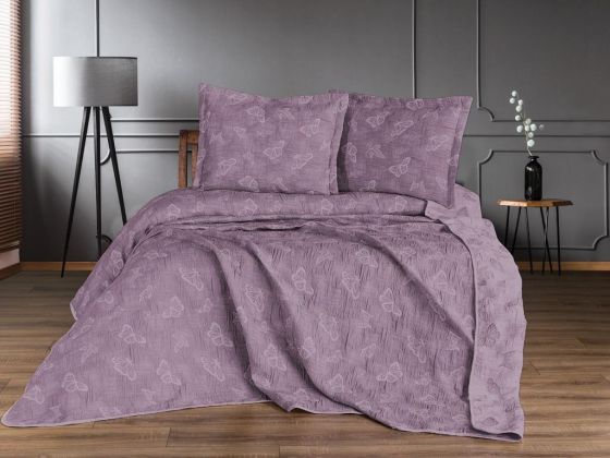 Dowry Land Double Butterfly Double Sided Bedspread Set Plum