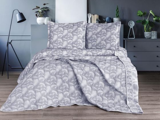Dowry Land Double Palm Double Sided Bedspread Set Anthracite